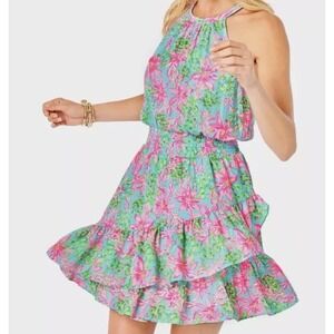 Lilly Pulitzer Women's Pamelyn Halter Dress Surf Blue‎ So Shellegant Size 6